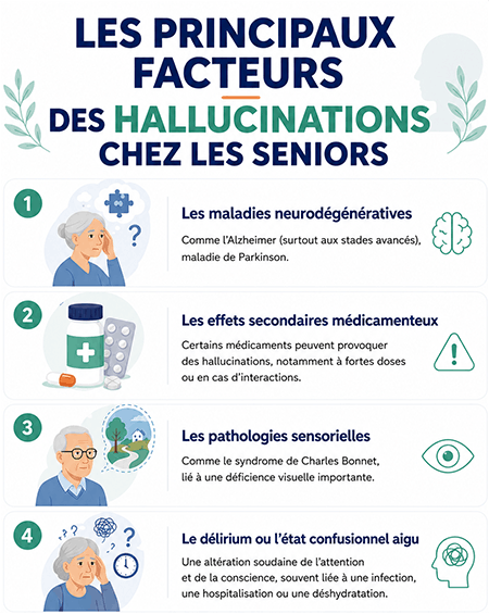 Causes facteurs hallucination personnes âgées